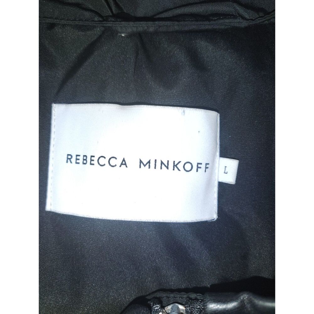 Rebecca Minkoff Mia Hooded Down Puffer Jacket Size L Winter Black Snow Fall - Picture 3 of 10